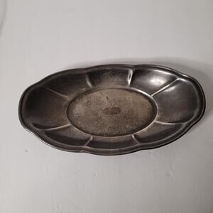 Vintage Silver Oval Chippendale Style Serving Plate 12X7 inches